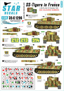 スターデカール 35-C1296 1/35 フランスのSS-タイガー # 5. 奇数色の砲塔番号. 1944年夏のSS第101重戦車大隊