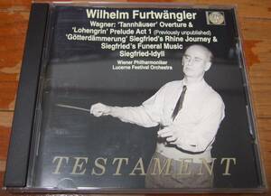 CD フルトヴェングラー ワーグナー：管弦楽曲集 歌劇「ローエングリン」第1幕前奏曲（未発表録音）ほか 英Testament SBT1141