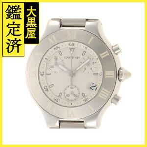 CARTIER　カルティエ　クォーツ　W10184U2　クロノスカフ　クロノグラフ 　メンズ　デイト ラバー　【432】　2148103623134