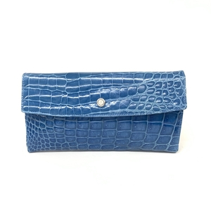 ◆COMTESSE コンテス 長財布◆ ブルー レザー シャイニークロコ レディース ウォレット 服飾小物
