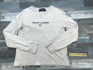 RALPH LAUREN POLO SPORT ラルフローレン ポロスポーツ レディース 星条旗プリント 長袖Tシャツ ロンT M 杢グレー