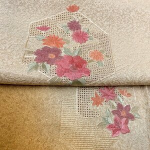 着物月花　総刺繍　蘇州刺繍　仙頭刺繍　ぼかし染　花亀甲文様　訪問着　正絹　一つ紋　ki996