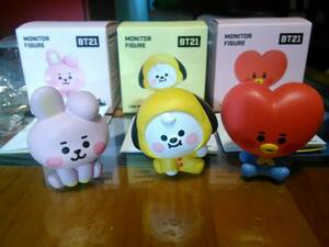 （送料無料）BT21モニターフィギュア MONITOR FIGURE TATA & COOKY & CHIMMY　３種セット　チミー　タタ　クッキー　セット