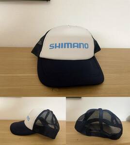 【必見です 激安1点のみ】SHIMANO シマノ ロゴ メッシュ キャップ 帽子 フリーサイズ ネイビー系×ホワイト系 フィッシング 釣り