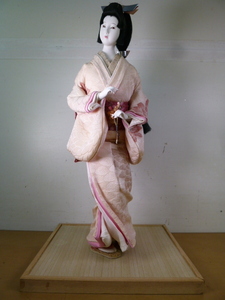 【あ】日本人形　当時の手作人形 着物 和装 桜色 中古 現状 old Japanese doll handmade dolls　Japanese beauty Japanese tradition
