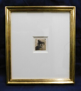 Rembrandt van Rijn レンブラント・ファン・レイン「帽子を前にひいた自画像」(胸像) エッチング 絵 芸術