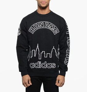 XS ■ adidas Originals RUN DMC GRAPHIC CREW WR シティラン 黒 スウェット アディダス オリジナルス ランディーエムシー ブラック