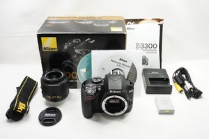 【適格請求書発行】美品 Nikon ニコン D3300 ボディ + AF-S DX 18-55 VR II レンズキット デジタルカメラ 元箱付【アルプスカメラ】240401n