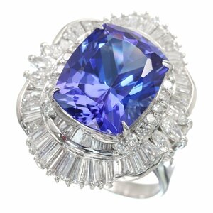 濃厚で鮮やかなパープリッシュブルー Pt900 タンザナイト ダイヤモンド リング 18.3g TZ10.47ct D2.72ct 超美品 鑑別書付 ★03A19