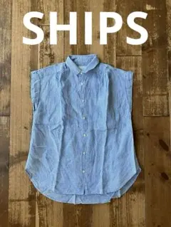 SHIPS シップス 半袖シャツ 水色ギンガムチェック