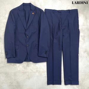 【美品】LARDINI ラルディーニ セットアップ スーツ ジャケット スラックス パンツ サマーウール 50 ネイビー