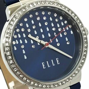 新品 ELLE エル 腕時計 ELL23007 クオーツ アナログ ラウンド ネイビー ストーン 3気圧防水 おしゃれ レディース ウォッチ 箱付 動作確認済