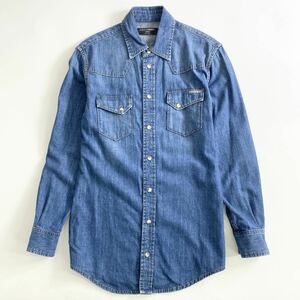 Hd25《美品》イタリア製 DOLCE&GABBANA DENIM ドルチェ&ガッパーナ デニムシャツ コットンシャツ 36/Sサイズ相当 メンズ 紳士服