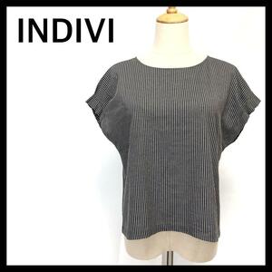 【未使用に近い】INDIVI インディヴィ 半袖 カットソー Tシャツ グレーM