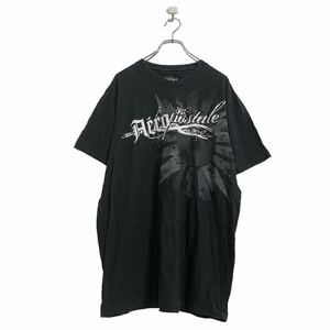AEROPOSTALE 半袖 プリント Tシャツ XL ブラック エアロポステール ビッグプリント レコード 古着卸 アメリカ仕入 a506-7057
