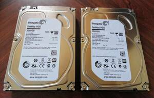 [使用100時間未満] 3TB SEAGATE BarraCuda ST3000DM001 SATA 3.5インチ HDDx2=6TB フォーマット済み *送料無料*