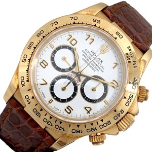 ロレックス ROLEX コスモグラフ・デイトナ N番 16518 ホワイトアラビア YG/革ベルト 腕時計 メンズ 中古