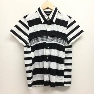 □tricot COMME des GARCONS 半袖シャツ S 黒×白ボーダー トリココムデギャルソン レディースTF-B006日本製 複数落札同梱OK B220905-301●