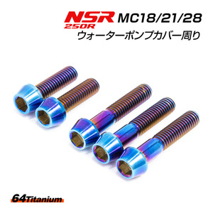 NSR250R ウォーターポンプカバー ディストリビューターパイプ チタンボルト 5本セット 焼き色 MC18 MC21 MC28 NSR レストア 64チタン
