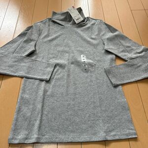 新品未使用　UNIQLO ユニクロ　ストレッチコットンタートルネックT レディースM グレー