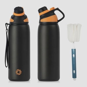 送料無料★FJbottle 水筒 真空断熱 スポーツボトル 保温 保冷 スポーツ飲料 800ml ステンレスボトル(ブラック)