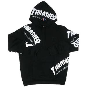 HUF(ハフ） THRASHER TDS ALLOVER HOOD ハフ×スラッシャープルオーバーパーカー(ブラック）（XL）[並行輸入品]