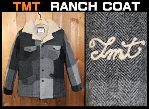 特価即決【未使用】 TMT ★ BIG BLOCK CHECK RANCH COAT (Sサイズ) ★ 税込定価6万1600円 品番TJK-F1605 ランチコート ボアジャケット