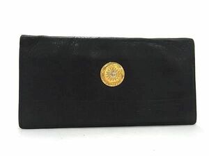 1円 GIANNI VERSACE ジャンニ ヴェルサーチ サンバースト レザー 二つ折り 財布 ウォレット レディース メンズ ブラック系 AW9855