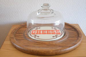値下げ可 LA購入 美品アメリカ 70s～80s チーズ カッティングボード ガラスドーム 保存