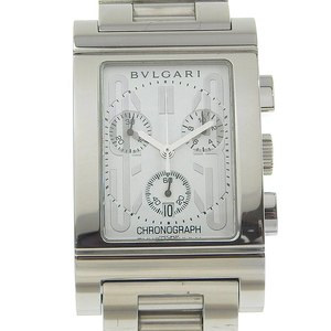 BVLGARI ブルガリ レッタンゴロ RTC49S 腕時計 SS クオーツ クロノグラフ メンズ 白文字盤【I213023012】中古