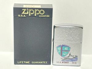 (6) ZIPPO ジッポ ジッポー オイルライター U.S.S. MIDWAY CV41 ケース付き シルバー系 喫煙グッズ