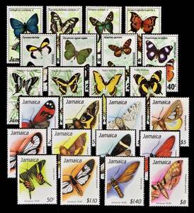 bα62y2-1J7　ジャマイカ1975-91年　蝶と蛾・6点24枚完
