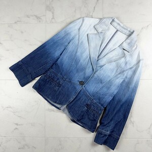 MISS ASHIDA ミス アシダ グラデーションカラーデニムテーラードジャケット レディース 水色 ライトブルー 紺 ネイビー サイズ7*KC754