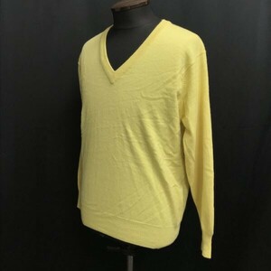 DF Cashmere☆100％カシミヤ/Vネックセーター【40/メンズM程度/黄色/yellow】Tops/sweater◇cBH654