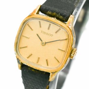 1円 稼働 TISSOT ティソ レディースウォッチ ヴィンテージ 手巻き ゴールド 金文字盤 GP 腕時計 スクエア ブランド ウォッチ 355420240514