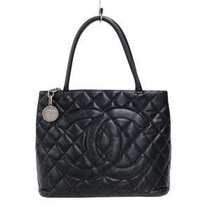 シャネル CHANEL 復刻トート A01804 6番台 ブラック シルバー金具 キャビアスキン トートバッグ レディース 中古