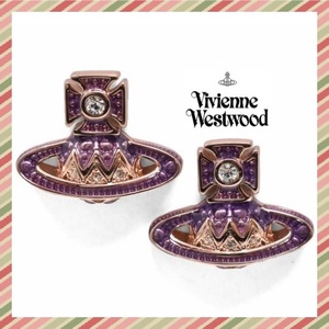 ● Vivienne Westwood ピアス 新品 ピンクゴールド パープル ORB ラインストーン ヴィヴィアンウエストウッド