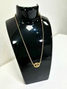 Christian Dior クリスチャンディオール ヴィンテージ ロゴ ツイスト ゴールドカラー ネックレス