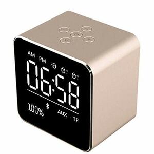 【中古】n/a 旅行子供のベッドルームのための日付と温度との目覚まし時計デジタルLEDライトミニマミニキューブ (Color : Gold)