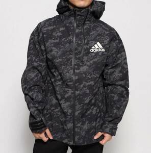 ◆数回使用のみ◆adidas アディダス ウインドジャケット MIDリフレクター AOPジャケット【 L size】【グレー ブラック／デジカモ】