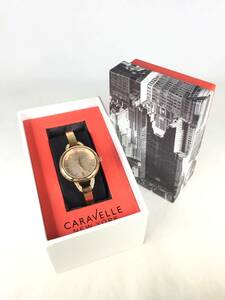 【ジャンク品】Bulova ブローバ CARAVELLE NEW YORK 44L133 ゴールドカラー クォーツ ※動作未確認 箱付き 付属品あり レディース 腕時計