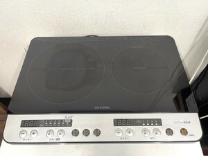 E328　IRIS OHYAMA　アイリスオーヤマ　2口IHコンロ　IHK-W12SP-B　2023年製　クッキングヒーター　通電確認済み