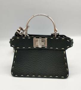 FENDI パイソン ミニショルダーハンドバッグ ピーカブー アイシーユー マイクロ 2way ブラック フェンディ