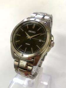 SEIKO セイコー クォーツ 腕時計 メンズ 7N42-0FH0 ブラック文字盤 デイト ラウンドフェイス 未稼働 100m ik050202