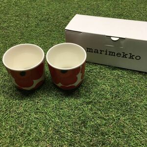 GX4248 MARIMEKKO マリメッコ UNIKKO ウニッコ 067849-001 ラテマグカップ 2個セット食器 ホワイト.レッド 未使用 保管品 コップ