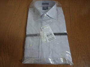 ●新品 J.PRESS PREMIUM PLEATS　グレーストライプ ドレスシャツ 長袖　37　日本製/綿100％