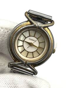 【電池切れ】FOSSIL フォッシル クォーツ 腕時計 シェル文字盤 ラウンド コンビ レディース ES-8513
