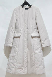 未使用 FOXEY フォクシー COAT VIOLA 中綿 ノーカラー コート 38 ベージュグレー Y-27815B