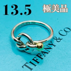 C274 極美品 ティファニー ラブノット リング コンビ 指輪 13.5 号