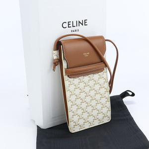 中古良品セリーヌCELINE トリオンフキャンバス フラップ付きモバイルポーチ 10G332CQD 01TA ランク：A us-2